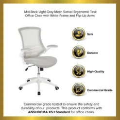 Emma And Oliver Mid-Back Mesh Swivel Ergonomic Task Office Chair With Flip-Up Arms -Smart Office Sets GUEST aec24533 2e64 4737 bfcf 890c0b1fa1e7