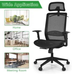 Tangkula High Back Mesh Office Chair Ergonomic Executive Chair Swivel Computer Task Chair W/ Headrest Black/ Gray -Smart Office Sets GUEST aed226b0 b1d1 4e05 bfd7 900517e1df5e