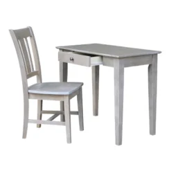 Small Desk With Drawer And Chair Washed Gray/Taupe - International Concepts