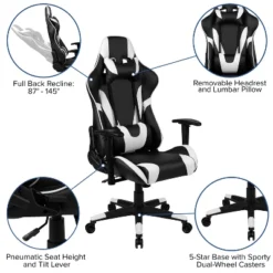 Flash Furniture Gaming Desk And Reclining Gaming Chair Set With Cup Holder, Headphone Hook & 2 Wire Management Holes -Smart Office Sets GUEST af97460e 5506 4f72 9d74 a85b749ecc9a