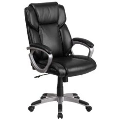 Emma And Oliver Mid-Back Leather Executive Swivel Office Chair With Padded Arms -Smart Office Sets GUEST afc5bd17 90c1 4a04 a8ef adbf2c86f1e6