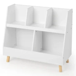 Costway 5-Cube Kids Bookshelf And Toy Organizer Wooden Storage Bookcase With Wood Legs -Smart Office Sets GUEST b0ee5aeb f921 42dd 8649 81fd35c08a0e