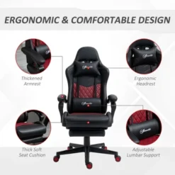 Vinsetto Racing Gaming Chair Diamond PU Leather Office Gamer Chair High Back Swivel Recliner With Footrest, Lumbar Support, Adjustable Height 12 Vinsetto Racing Gaming Chair Diamond PU Leather Office Gamer Chair High Back Swivel Recliner With Footrest, Lumbar Support, Adjustable Height -Smart Office Sets GUEST b12d35de c83c 4ee3 ac55 84c82a7ac208