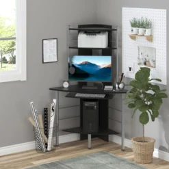 HOMCOM 62" Arch Corner Computer Desk With Printer Hutch And Storage Shelf 15 HOMCOM 62" Arch Corner Computer Desk With Printer Hutch And Storage Shelf -Smart Office Sets GUEST b195fd6e 58ba 4466 a275 3ca3b3e0170e