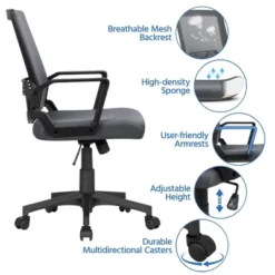 Yaheetech Adjustable Mid-Back Office Chair Computer Chair With Wheels -Smart Office Sets GUEST b1f69a16 4ad7 4fc8 a9f2 f0edb626ae92