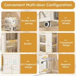 Stackable Storage Bins With Lids 4-Tier, Plastic Storage Bins With Wheels And External Hooks, Mobile Multifunction Utility Storage Organizer -Smart Office Sets GUEST b300a0c1 1ff7 43f1 b012 884e221cef11