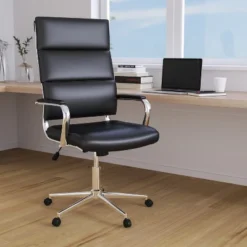 Merrick Lane High Panel-Back Ergonomic Office Chair With Padded Metal Arms Executive Swivel Computer Desk Chair -Smart Office Sets GUEST b30ea630 e050 4ba5 bd19 81fe91c6025f