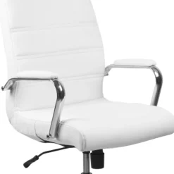 Flash Furniture Whitney Mid-Back White LeatherSoft Executive Swivel Office Chair With Chrome Frame And Arms - Set Of 4 -Smart Office Sets GUEST b39afa80 ba11 4558 bd0d 3c689cc95c6d