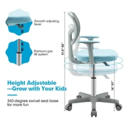 Costway Kids Desk Chair Adjustable Height Children Study Chair W/Auto Brake Casters Blue / Pink -Smart Office Sets GUEST b4305d54 8508 47b7 bd35 0f627711bfcd