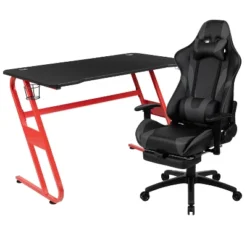 Flash Furniture Gaming Desk And Footrest Reclining Gaming Chair Set With Cup Holder And Headphone Hook -Smart Office Sets GUEST b5df6cf9 c588 460e a42f caf32b4cd9f1