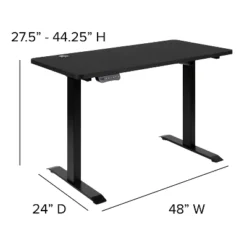 Flash Furniture 48" Wide Black Electric Height Adjustable Standing Desk With Mid-Back Black LeatherSoft And Chrome Executive Swivel Office Chair -Smart Office Sets GUEST b6911f13 c292 4abf be01 b0f9f09d0a89 1