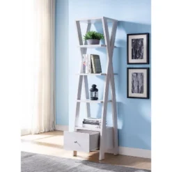 71" Graci 5 Shelf With 1 Drawer Bookcase White Oak - MiBasics -Smart Office Sets GUEST b7556704 d5b0 406c bfeb 2430456844be