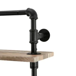 2-Tier Olivia Pipe Wall Shelf Unit With Hanging Rod Black/Rustic - Danya B. -Smart Office Sets GUEST b8c3b6dc a8da 447e 80db 2b65a528cae2