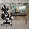 Flash Furniture Gaming Desk And Reclining Gaming Chair Set With Cup Holder, Headphone Hook & 2 Wire Management Holes -Smart Office Sets GUEST b9b276b9 9273 4df4 b0cd 54317de89c7e