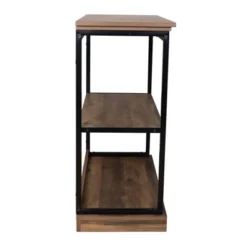 32" Oslo 3 Shelf Contemporary Wood And Metal Etagere Bookcase Brown/Black - Danya B. -Smart Office Sets GUEST bc654183 0d6d 4192 836a b8cc25d59592