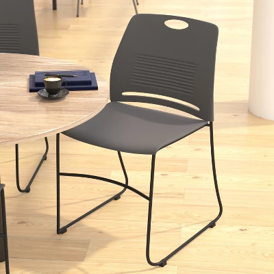 Emma And Oliver Heavy Duty 660 Lb. Capacity Ergonomic Polypropylene Stack Chair With Perforated Back And Steel Sled Base 6 Emma And Oliver Heavy Duty 660 Lb. Capacity Ergonomic Polypropylene Stack Chair With Perforated Back And Steel Sled Base - Image 4