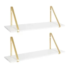 27.5" X 8.2" 2pk Soloman Wooden Shelf Set With Brackets - Kate & Laurel All Things Decor -Smart Office Sets GUEST bcdb448f d443 4c25 950e e5ef3affcb26