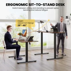 Costway 63 X 24 Inch Sit Stand Desk Height Adjustable Electric Standing Desk Natural/Brown/White -Smart Office Sets GUEST beee2078 b367 4b0b 96b2 598e10cbb73a