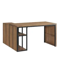 55" Lloyd Corner Desk With Storage Credenza Natural - Alaterre Furniture -Smart Office Sets GUEST bef97f14 bbb5 4851 a928 f17518465d3a