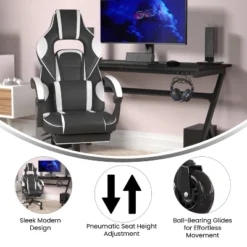 Flash Furniture X40 Gaming Chair Racing Computer Chair With Fully Reclining Back/Arms And Transparent Roller Wheels, Slide-Out Footrest -Smart Office Sets GUEST c02af722 a7b0 4b45 a852 bd80eefd6d5e