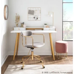 Demi Velvet/Metal Task Chair Gold/Silver - LumiSource -Smart Office Sets GUEST c08a2ef6 f570 471f 94ab 1ee67b3405dc