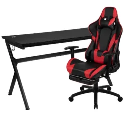 Flash Furniture Gaming Desk And Footrest Reclining Gaming Chair Set - Cup Holder/Headphone Hook/Removable Mouse Pad Top/Wire Management -Smart Office Sets GUEST c0e2bfcb 80ee 40c3 972d a472f05e6cb1