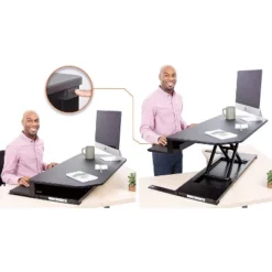 FlexPro Premier Electric Height Adjustable Corner Desk – 39.25” Standing Desk Converter – Black – Stand Steady -Smart Office Sets GUEST c1cdcf03 2134 4a58 b720 0c6606338878