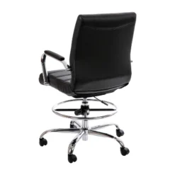 Emma And Oliver Mid-Back LeatherSoft Drafting Chair With Adjustable Foot Ring And Chrome Base -Smart Office Sets GUEST c220e05a 1a09 4e6b b0af 33a6394400fe