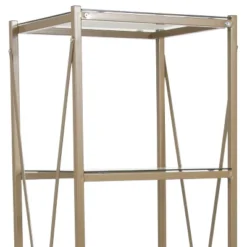 Merrick Lane 64" Modern Bookshelf Glass 4-Shelf Bookcase With Powder Coated Matte Gold Cross Braced Frame -Smart Office Sets GUEST c270e642 8754 4455 a575 8f272ec824c5