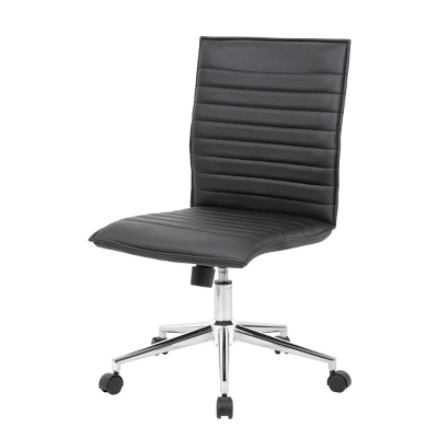 Armless Task Chair Black Vinyl - Boss Office Products 3 Armless Task Chair Black Vinyl - Boss Office Products