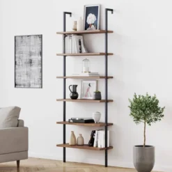 85" Theo 6 Tier Wood Wall Mount Ladder Bookshelf - Nathan James -Smart Office Sets GUEST c5524bcd c314 40f5 8ea5 4a72c0a7603d