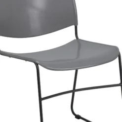 Flash Furniture HERCULES Series 880 Lb. Capacity Gray Ultra-Compact Stack Chair With Black Powder Coated Frame -Smart Office Sets GUEST c5ea2c1a 4f27 4fe9 b5c9 419daf43d89f