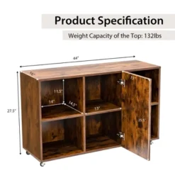 Tangkula 3-Tier Wood Bookcase 6 Cube Bookshelf W/ Door Wheels Display Cabinet -Smart Office Sets GUEST c652dd57 5bbb 4c1b 87d7 9488c602b454