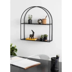 24" X 26" Monroe Metal Arch Shelf Black - Kate & Laurel All Things Decor -Smart Office Sets GUEST c6d39e47 082f 497f a9f1 8ec0c992d9ef