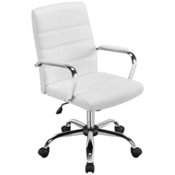 Yaheetech Mid-Back Office Chair With Arms 360° Swivel PU Leather Office Executive Chair -Smart Office Sets GUEST c7644bc3 7a88 4ea2 b82e 0a501cef1166