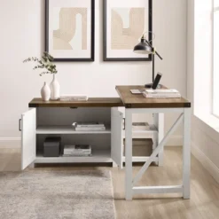 Farmhouse Rustic L Shaped Desk With Storage - Saracina Home -Smart Office Sets GUEST c7ccdabf 2d3d 4727 baa5 0f1816bdbce7