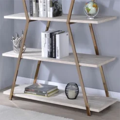 Ketano Metal 4-Shelf Bookcase In Champagne And White - Furniture Of America -Smart Office Sets GUEST c7dbf824 a6dc 415c b90e 5ac900f85d29