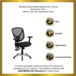 Emma And Oliver Mid-Back Black Mesh Multifunction Swivel Ergonomic Task Office Chair - Arms 21 Emma And Oliver Mid-Back Black Mesh Multifunction Swivel Ergonomic Task Office Chair - Arms -Smart Office Sets GUEST c81e8b2f d6c6 4bd6 af1f f97564151ccd
