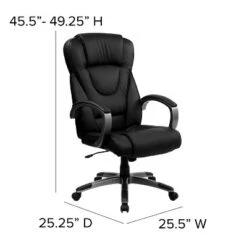 Emma And Oliver High Back Black LeatherSoft Swivel Office Chair Titanium Nylon Base/Loop Arms -Smart Office Sets GUEST c8742de0 1df5 481c adcb b9b1717c1447