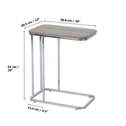 20" Cora Wood Grain Finish And Metal Base C-Table Brown - Teamson Home -Smart Office Sets GUEST c8bb9939 5acb 4868 9ff4 b67e76041d1e