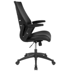 Merrick Lane High-Back Black Faux Leather Executive Swivel Office Chair With Molded Foam Seat And Adjustable Arms -Smart Office Sets GUEST c91d6656 1b05 42b7 92e8 088f51a93e9c