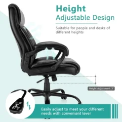 Costway 400 LBS Big & Tall Leather Office Chair Adjustable High Back Task Chair -Smart Office Sets GUEST c9ac229a 2854 4880 8ed9 ecbc8d6210a4
