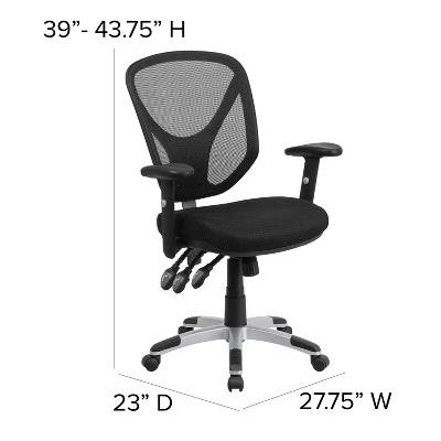 Emma And Oliver Mid-Back Black Mesh Multifunction Swivel Ergonomic Task Office Chair - Arms 5 Emma And Oliver Mid-Back Black Mesh Multifunction Swivel Ergonomic Task Office Chair - Arms - Image 3