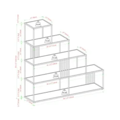 55.5" Modern 4 Shelf With Metal Bar Room Divider Bookcase Coastal Oak/Black - Saracina Home -Smart Office Sets GUEST cc7da339 0cfb 4594 9f54 82cb5df98f11