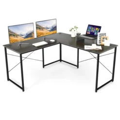 Costway L-Shaped Reversible Computer Desk 2-Person Long Table W/Monitor Stand -Smart Office Sets GUEST cc9f9001 10ee 42aa 9fbd 9c97d477dbc0