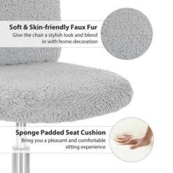 Costway Armless Faux Fur Leisure Office Chair Adjustable Swivel Task Chair -Smart Office Sets GUEST cce249ef da78 4626 81c7 55b06166e717