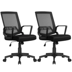 Yaheetech Adjustable Mid-Back Office Chair Computer Chair With Wheels -Smart Office Sets GUEST cda7bd30 0ed6 4247 840c 5ef789a829b9