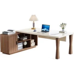 Tribesigns L-Shaped Computer Desk With Cabinet -Smart Office Sets GUEST ce816601 226a 428e 9099 8637d771552b
