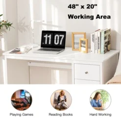 Tangkula Computer Desk Writing Table W/3 Drawers Workstation For Home Office White/Black -Smart Office Sets GUEST ceb97846 77a2 42be ab4f 156a8e8a582f