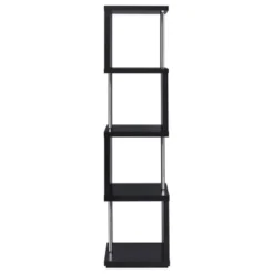 Baxter 4 Shelf Zig Zag Bookcase With Chrome Details - Coaster -Smart Office Sets GUEST cf553a61 44b1 4baa b9cc 2260429047d0